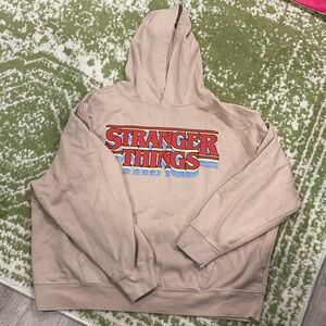 Old Navy Beige Hoodie with Navy Logo Tag